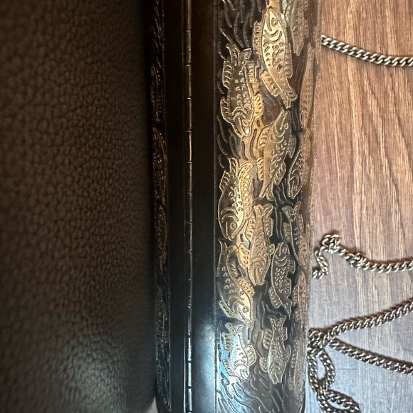 Vintage mix metal brass silver bronze crossbody bag clutch purse fish seahorse - Picture 5 of 14